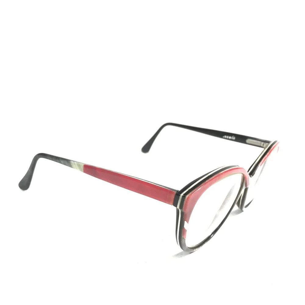 Vintage Buffalo Horn Eyeglasses Frames Striped Grey Pink 18K Gold 54-17-135